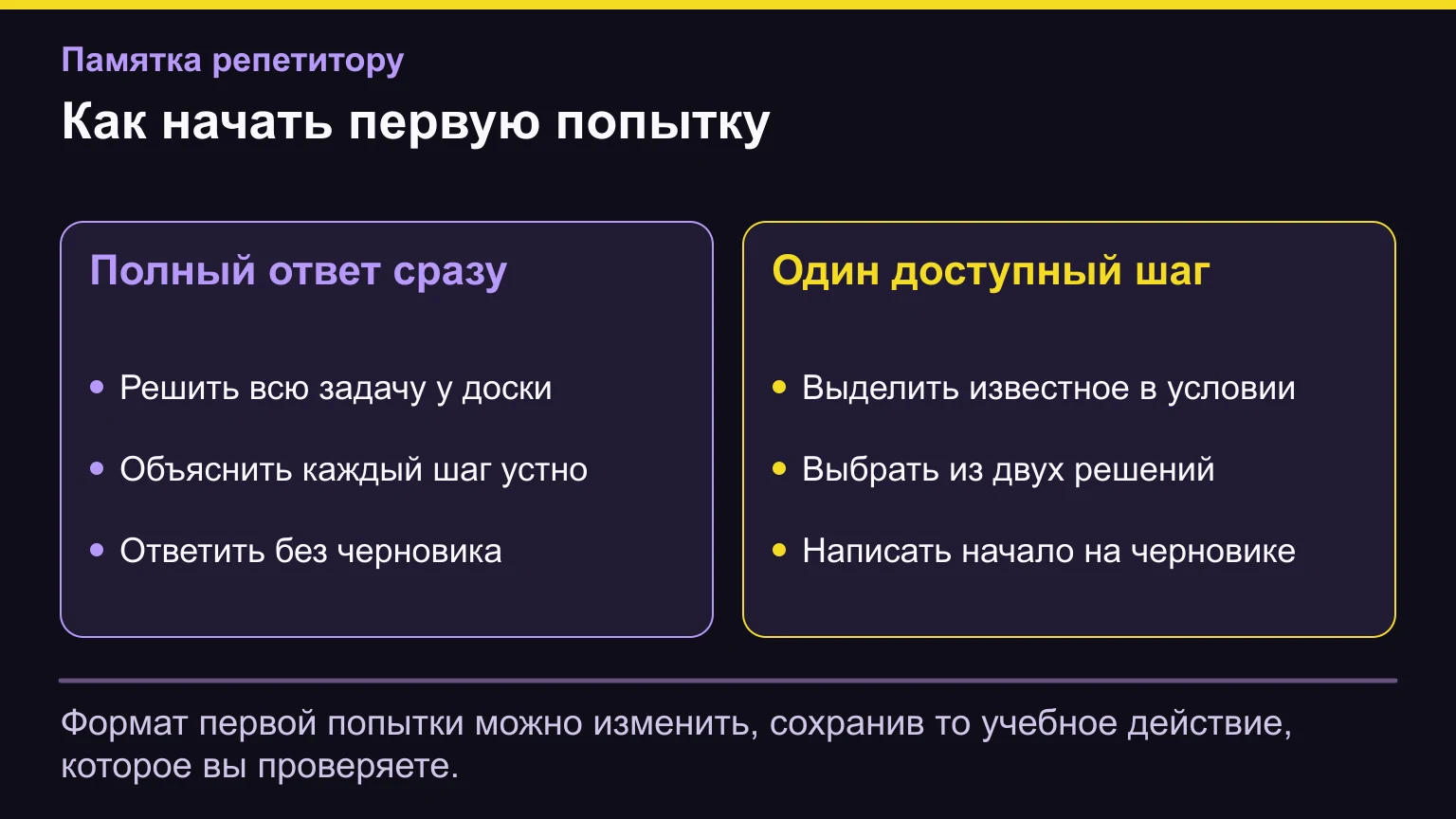 Сравнение полного ответа сразу и небольшой первой попытки: выделить данные, выбрать решение или начать на черновике.
